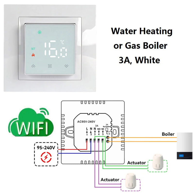 Smart WIFI MK08 Thermostat Remote Temperature Controller 3A 16A for Water/Electric Floor/Gas Boiler 1PC