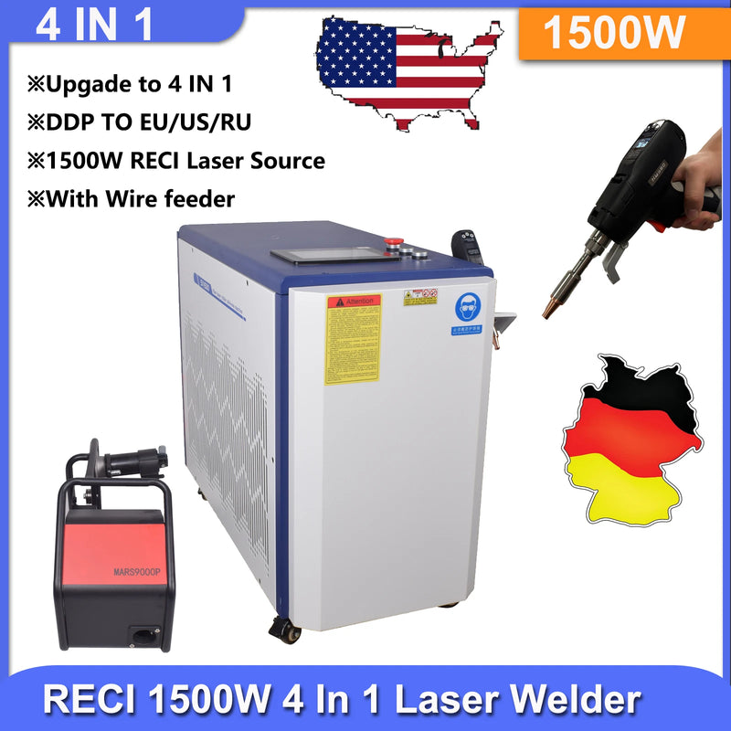 US STOCK Handheld 1500W Laser Welding Machine 4 IN 1 Fiber Laser Welding Machine RECI Laser for Metal Welding Cleaning Cutting