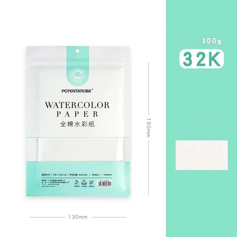 100% Cotton Watercolor Paper,10 Sheets/Bag, 300GMS