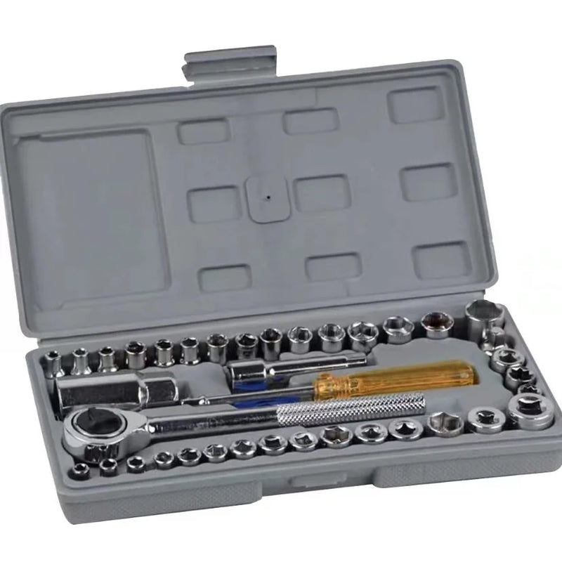Caixa Maleta Ferramentas Catraca Soquetes Com 40 Peças