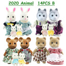 Easter Bunny 10-18Pcs Forest Family Miniture Animals Doll Toy Simulation 1:12 Reindeer Panda Figure Girl Dollhouse Birthday Gift