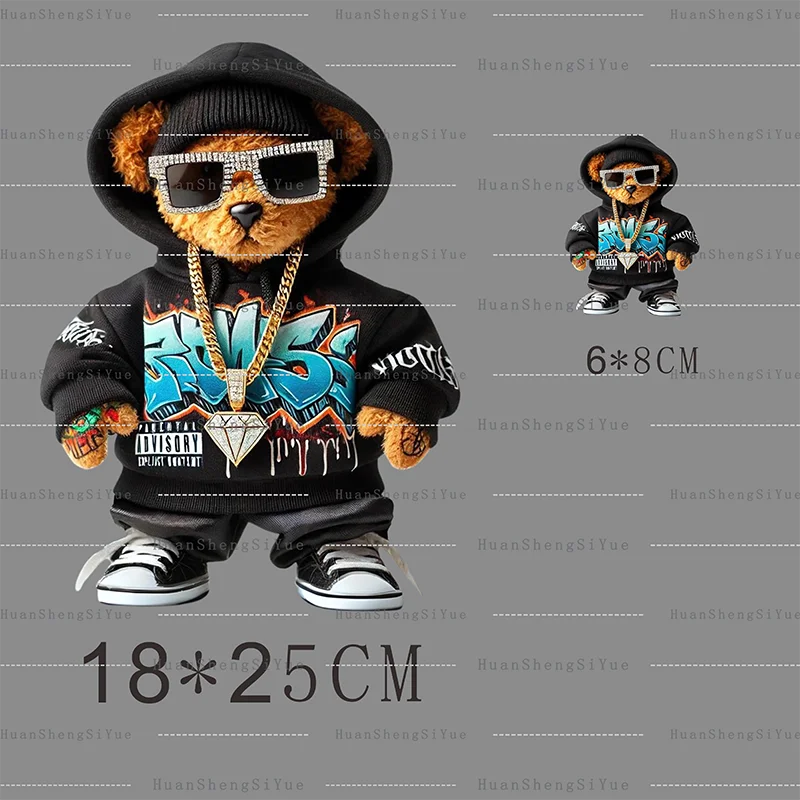 Playful Bear Ironed Sticker Clothes DTF Halloween Thanksgiving Fashion T-shirt Hoodie DIY Jacket Patch Heat Transfer Sticker