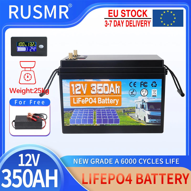 12V 24V 60AH 120Ah 200Ah 300AH LiFePO4 Battery Built-in BMS Lithium Iron Phosphate Cells For RV Campers Golf Cart Solar Storage