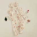 Toddler Christmas Romper Set with Matching Headband Festive Snowman and Snowflake Print Zip Up Jumpsuit for Baby Girl