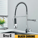 Nickel Kitchen Sink Faucet Pull Down Hot and Cold Water Mixer2 Mode Tap with Dual Spout 360 Rotation Flexible Deck Mounted