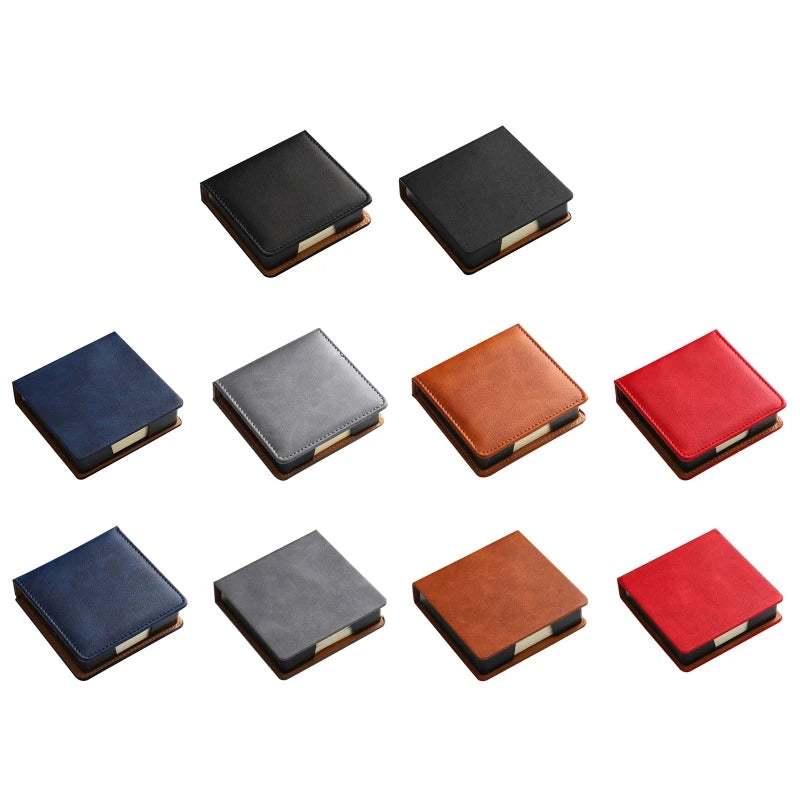 Leather Memo Pad Holder Office School Supplies Note Card Dispenser Sticky Note Storage Box Desk Accessories