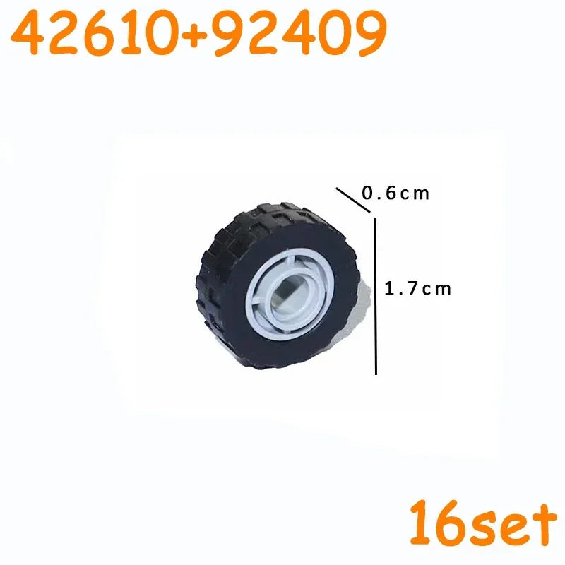 Car Truck Wheels Hub Bricks MOC Technical Tire Wheel Cross Hole Set Motorcycle Tyre & Rim Construction Building Blocks