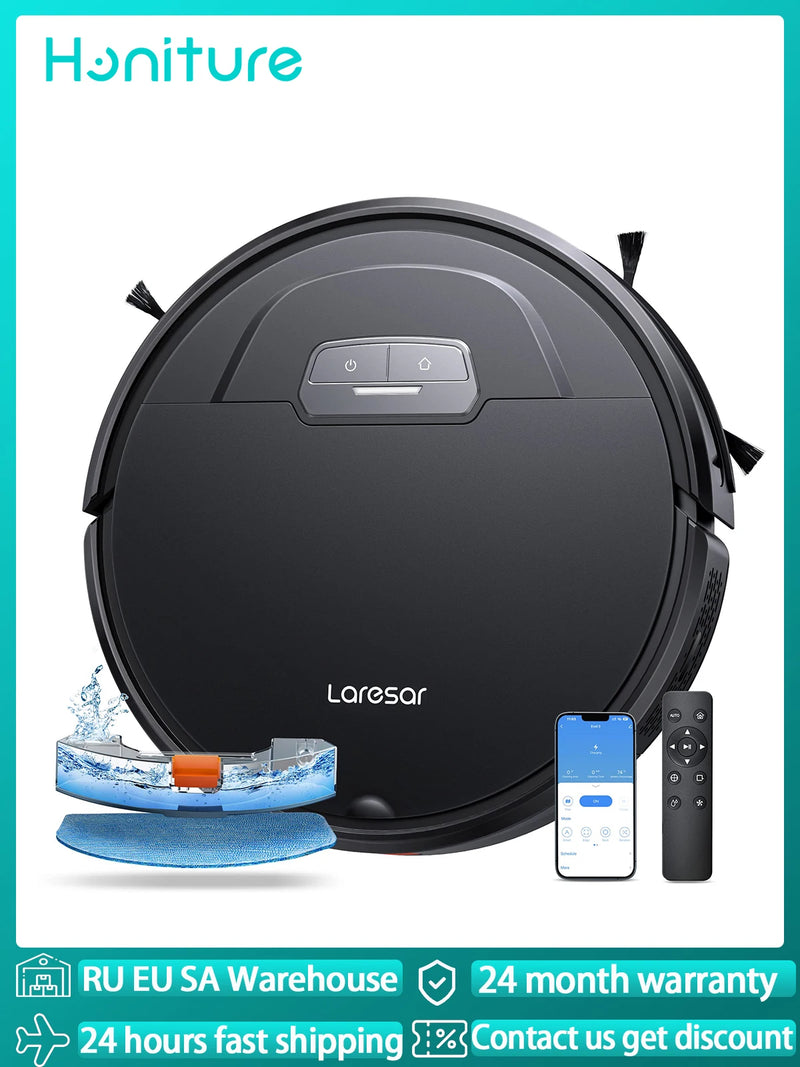 Laresar Robot Vacuums and Mop Combo 6000Pa Suction Auto Carpet Boost Self-Charging Super-Slim Robotic Vacuum Cleaner