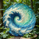 Waterproof Aluminum Wave Wall Art - Round Metal Tin Sign, HD Print & Fade Resistant, Easy to Hang Home Decor