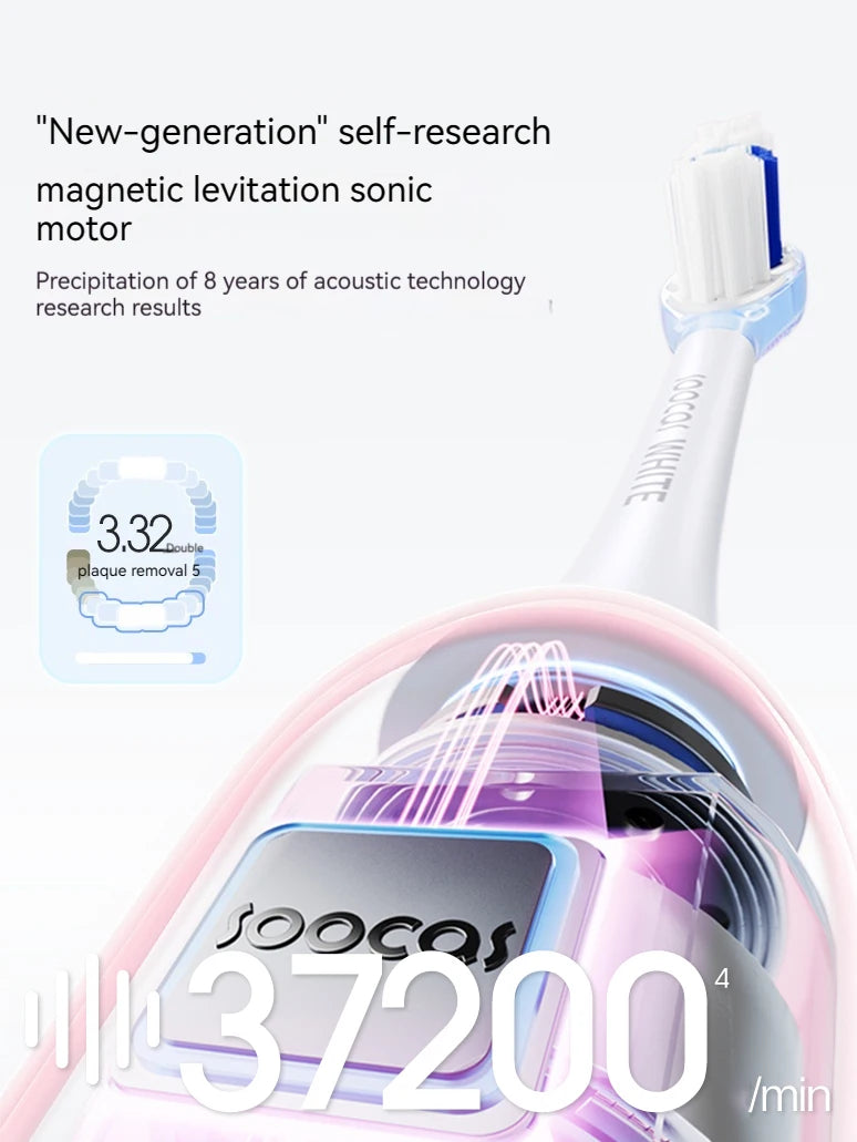 SOOCAS X3S Adult Sonic Electric Smart Toothbrush IPX8 Waterproof 180 Days Battery Life Ultrasonic Soft Cloud Toothbrush Heads