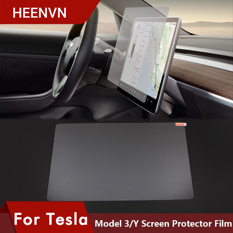 Tempered Glass For Tesla Model 3 Y 2023 Accessories Navigation Cover Sleeve On Sunshade Screen Protector Film Waterproof Fabric