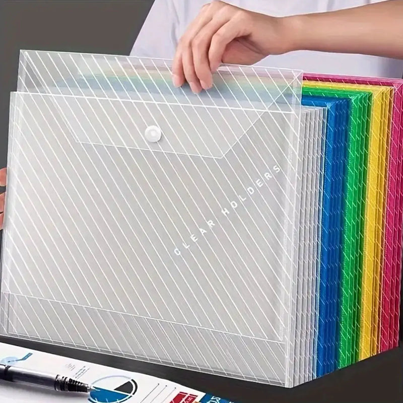 5/8/10/14/22pcs Transparent Document Bag Plastic A4 Large Capacity Storage Bag, Student Folder & Office Supplies