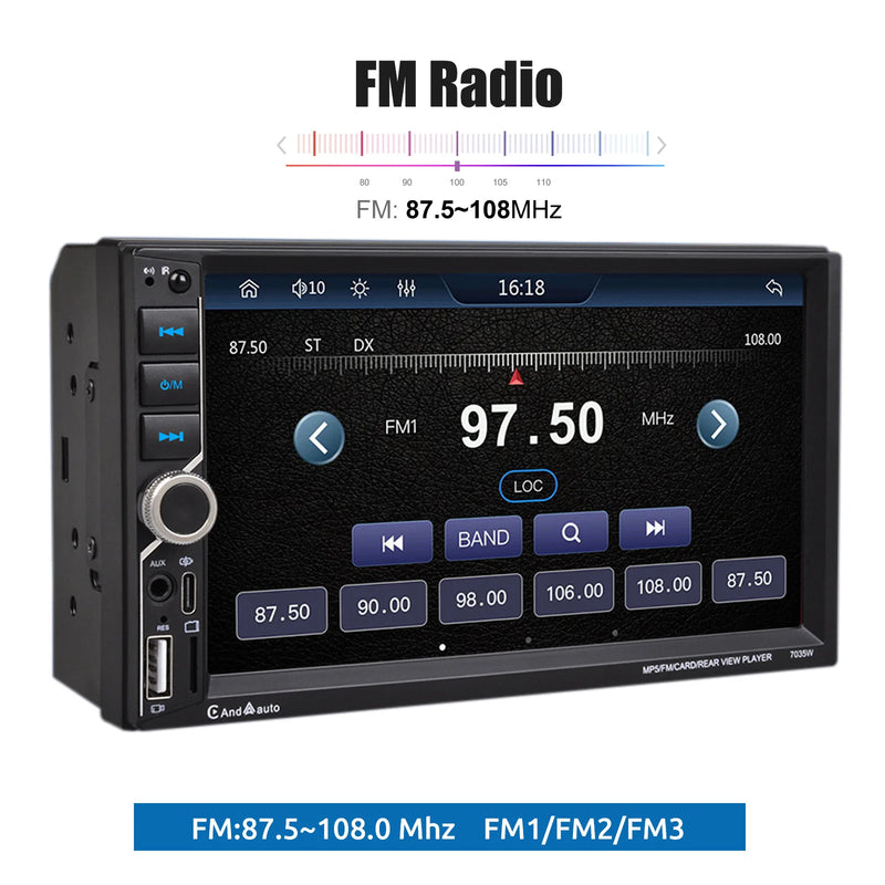 ESSGOO 7 Inch Wireless Apple Carplay Android Auto Double 2 DIN Car Stereo Radio AUX FM Bluetooth USB TF Touchscreen Mirror Link