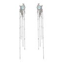 Irregular Liquid Metal Cross Moonstone Dangle Earrings Young Girl Trend Metal Cross Moonstone Drops Earrings Jewelry Wholesale