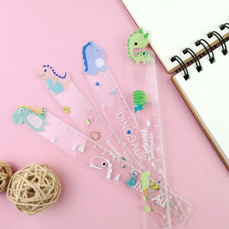 Dinosaur Ruler Kawaii Accessories Transparent Korean Cute Stationery 15cm Diy Drawing Tools Regla School Supplies Student Rulers