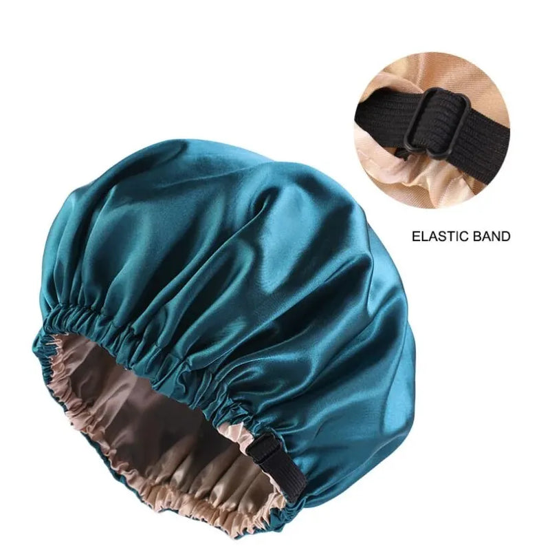 Large Satin Bonnet Silk Night Sleeping Cap Long Satin Bonnet With Head Tie Band Bonnet Edge Wrap For Women Hair