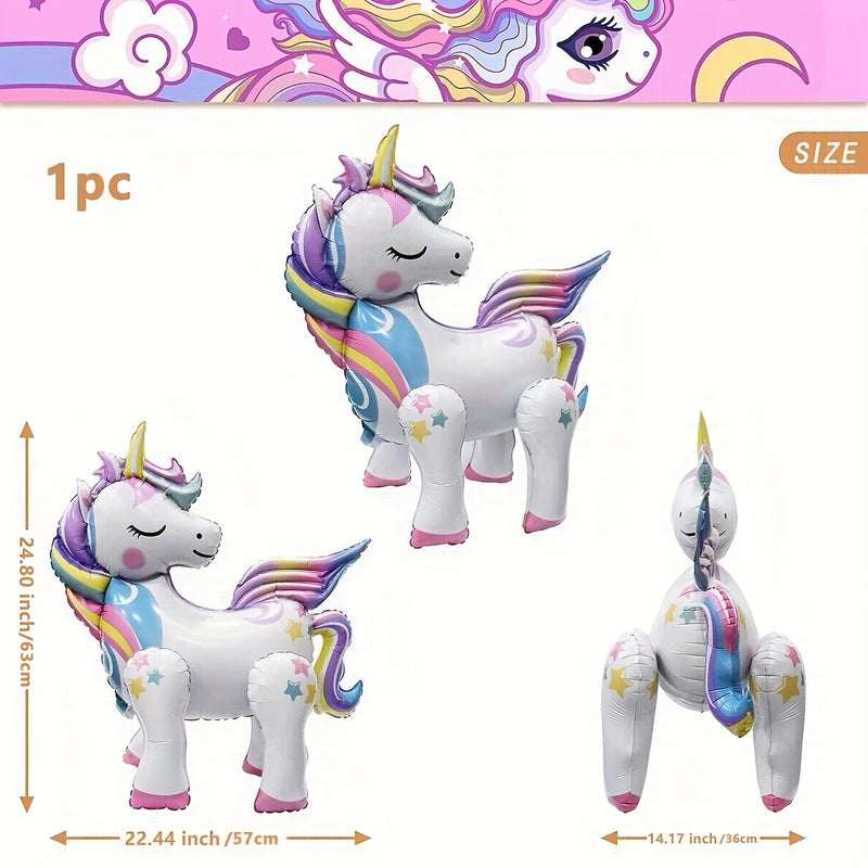 1PC Unicorn Aluminum Film Balloon, Party Scene Decoration, Cute Large Base Unicorn Aluminum Film Balloon, Birthday Photo Props,