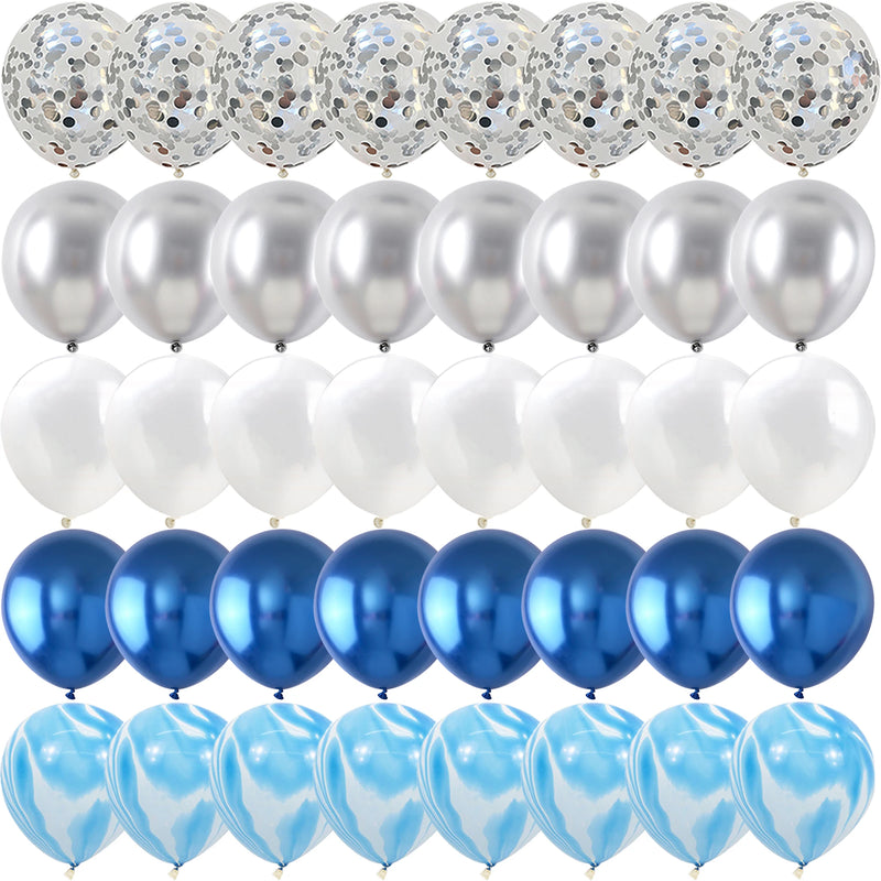 40PCS Silver Night Blue White Balloons Gender Reveal Wedding Valentine's Day Baby Shower Birthday Globos Party Decorations