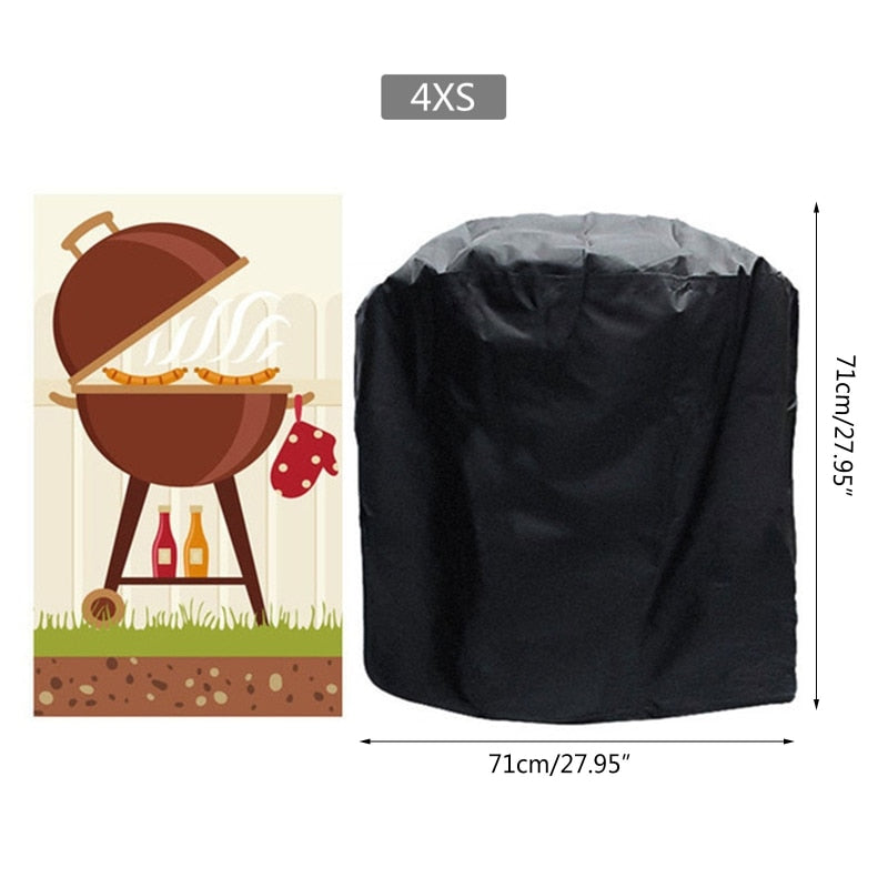 190T 210D BBQ Cover Outdoor Dust Waterproof Weber Heavy Duty Grill Cover Rain Protective Outdoor Barbecue Cover Round