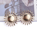 2024 New ZA Fashion Golden Big Sun Shape Metal Earrings Women Indian Vintage Retro Punk Statement Earrings Jewelry