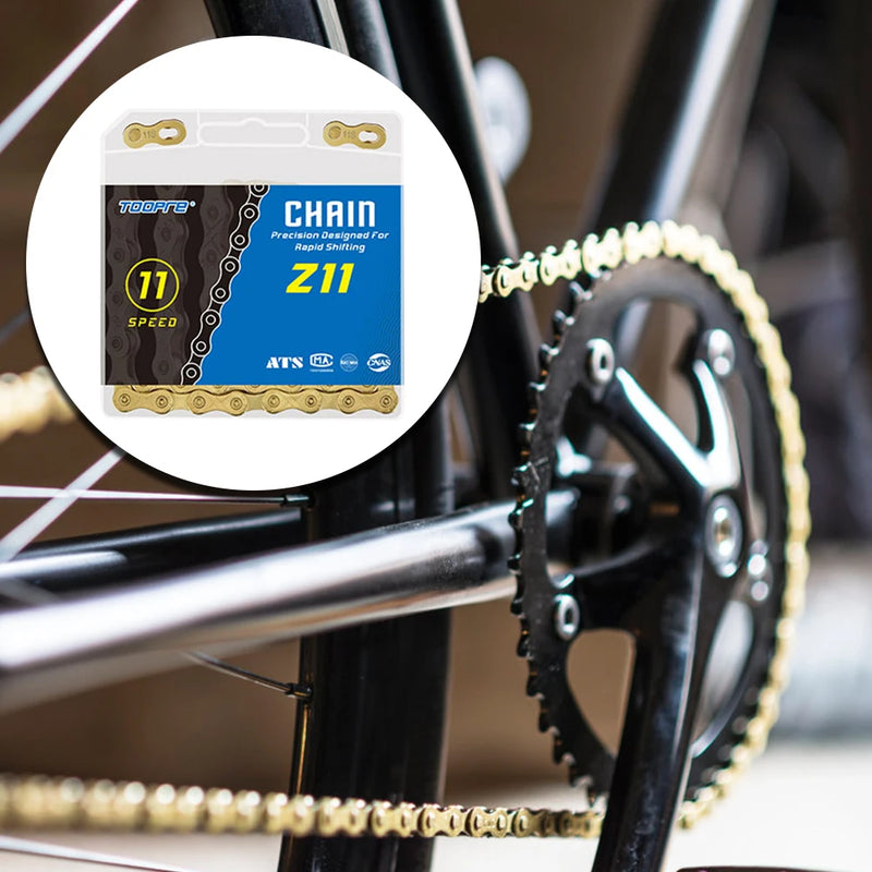 8/9/10/11 Speed Bicycle Chain Fully Electroplated Gold Rust Corrosion Resistant Wear-resistant Durable Suitable for Most Bikes