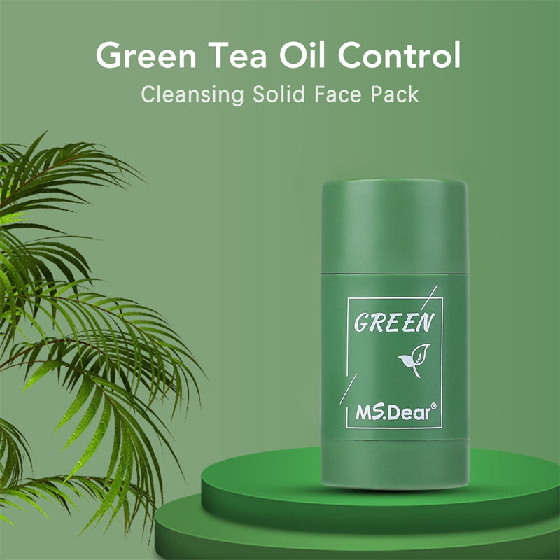 Green Tea Cleansing Solid Mask Purifying Clay Stick Mask Oil Control Skin Care Anti-Acne Eggplant Remove Blackhead Mud Mask