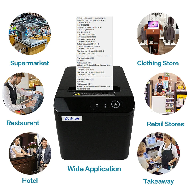 NEW Xprinter 80mm Portable Receipt Printer Hand Printer T80Q Printer With Auto Cutter POS Printer Kitchen Printer