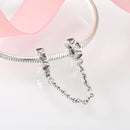 Real 925 Sterling Silver Charms Bead Heart Flower Round Shape Safety Chain Charms Fit Original Charm Bracelet Jewelry Making