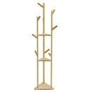 Bamboo Corner Tree Coat Rack Stand  Clothes Hanger with Hooks and Shelves