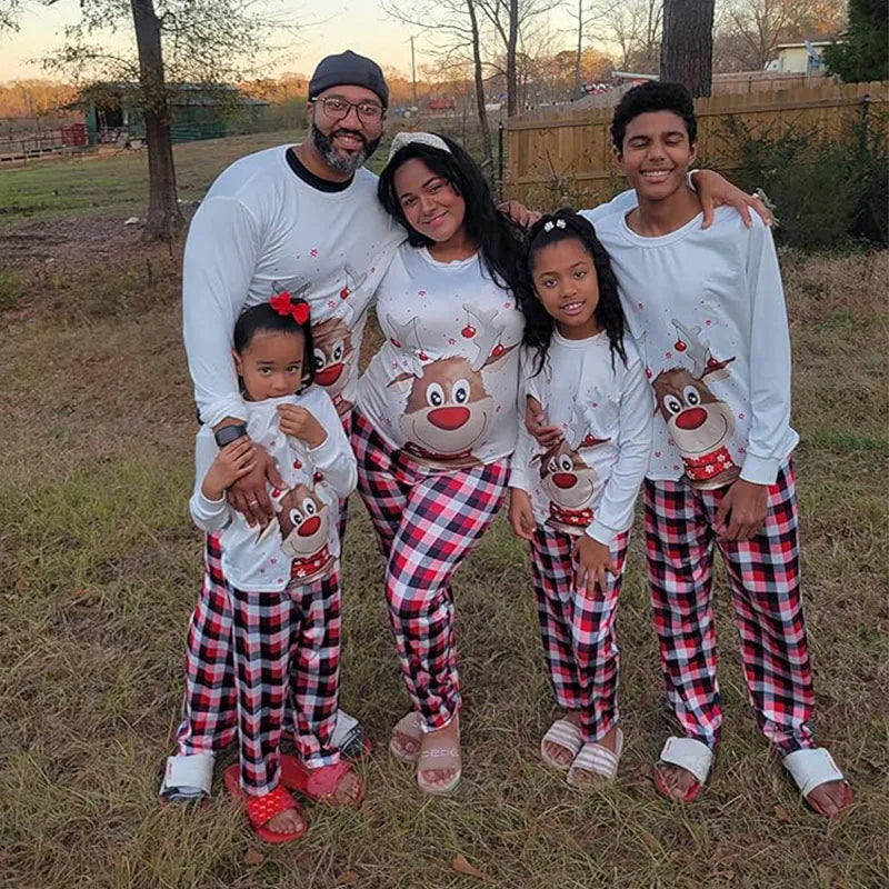 2023 Family Matching Christmas Pajamas Set Cotton Xmas Deer Holiday Pajamas Jammies Sleepwear Dad Mom Kids PJs