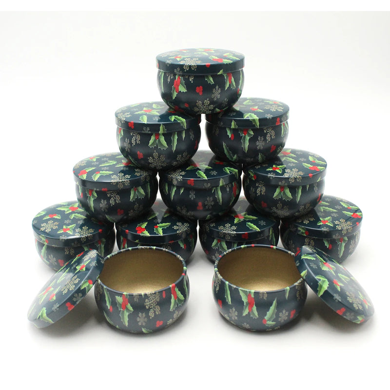 12pcs Premium Floral Printed Candle Tins，DIY Round candle container，Be used for Creative Candle Making, Christmas candle jars.