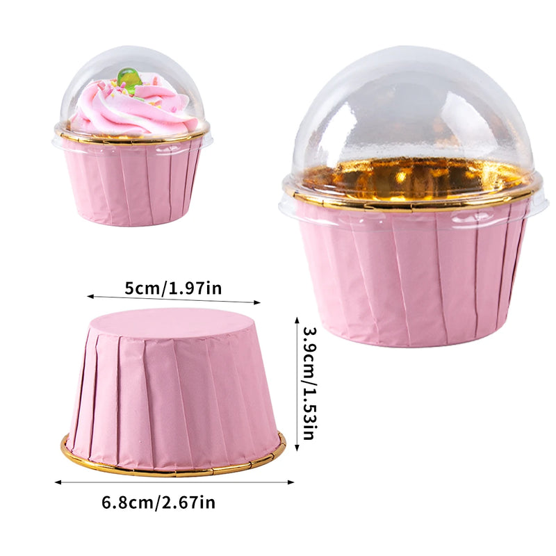 25/50pcs Foil Cupcake Liners with Dome Lids Mini Aluminum Foil Baking Cups Muffin Liners Tins for Wedding Birthday party decor