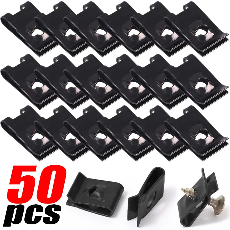 Car Self-Tapping Screws U-Clips Bumper Mudguard Trim Plate Fasteners Automotive Metal U-Clips Auto Bumper Black Clamps