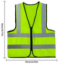 Reflective Safety Vest High Visibility Night Work Security Sleeveless Yellow Vest Construction Workwear Zipper & Pockets Adults