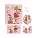 2024 New Christmas Snowman Print Toilet Bathroom Mat And Shower Curtain Four-Piece Set Bathroom Ornaments Fun Decorative