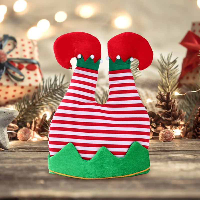 Red Christmas Beanie Party Hats Humorous Elf Pants Santa Hat Design for Festive Celebrations and Quirky Ugly Sweater Parties