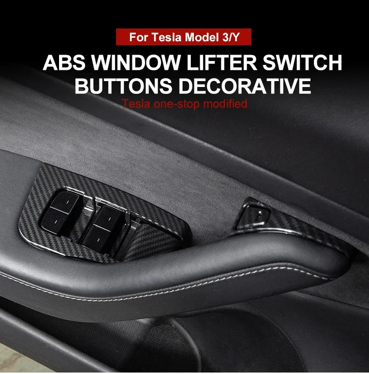 Window Lifter Switch Buttons For Tesla Model 3 Y Cover Trim Frame Sticker Carbon Fiber ABS LHDCar Interior Accessories 2017-2023