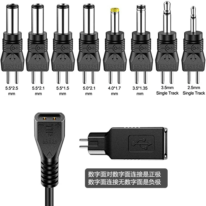 30W Universal Adjustable Power Adapter Charger AC To DC Plug 3V 4.5V 5V 6V 7.5V 9V 12V 2A 2.5A 2500mA Reverse polarity