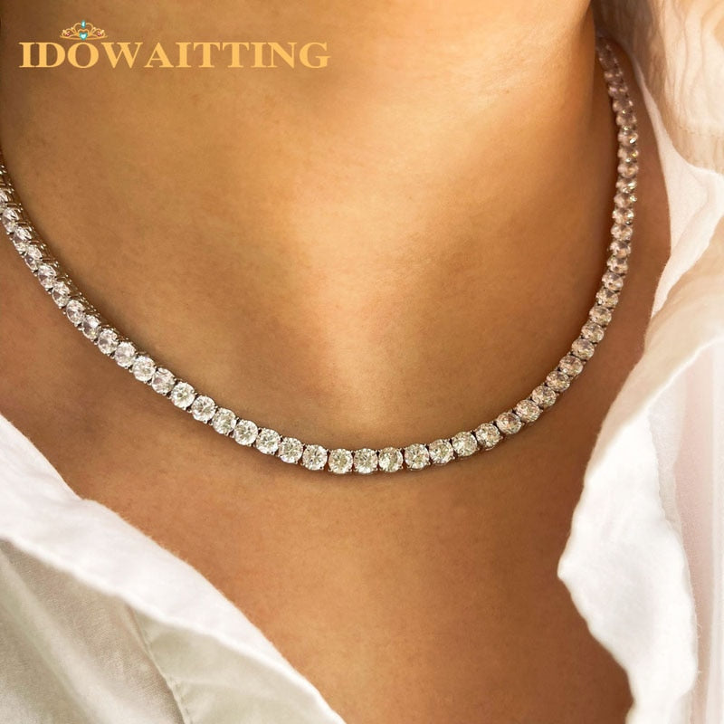 New 4mm Iced Out Bling 5A CZ Paved HipHop Choker Necklace For Women Lady Sparking Cubic Zirconia 1 Row Tennis Chain Jewelry