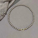 ANENJERY 6/8/10MM Gray Imitation Pearl Beads Chain Necklace for Women 2024 Trend Elegant Lady Necklace Jewelry Gifts
