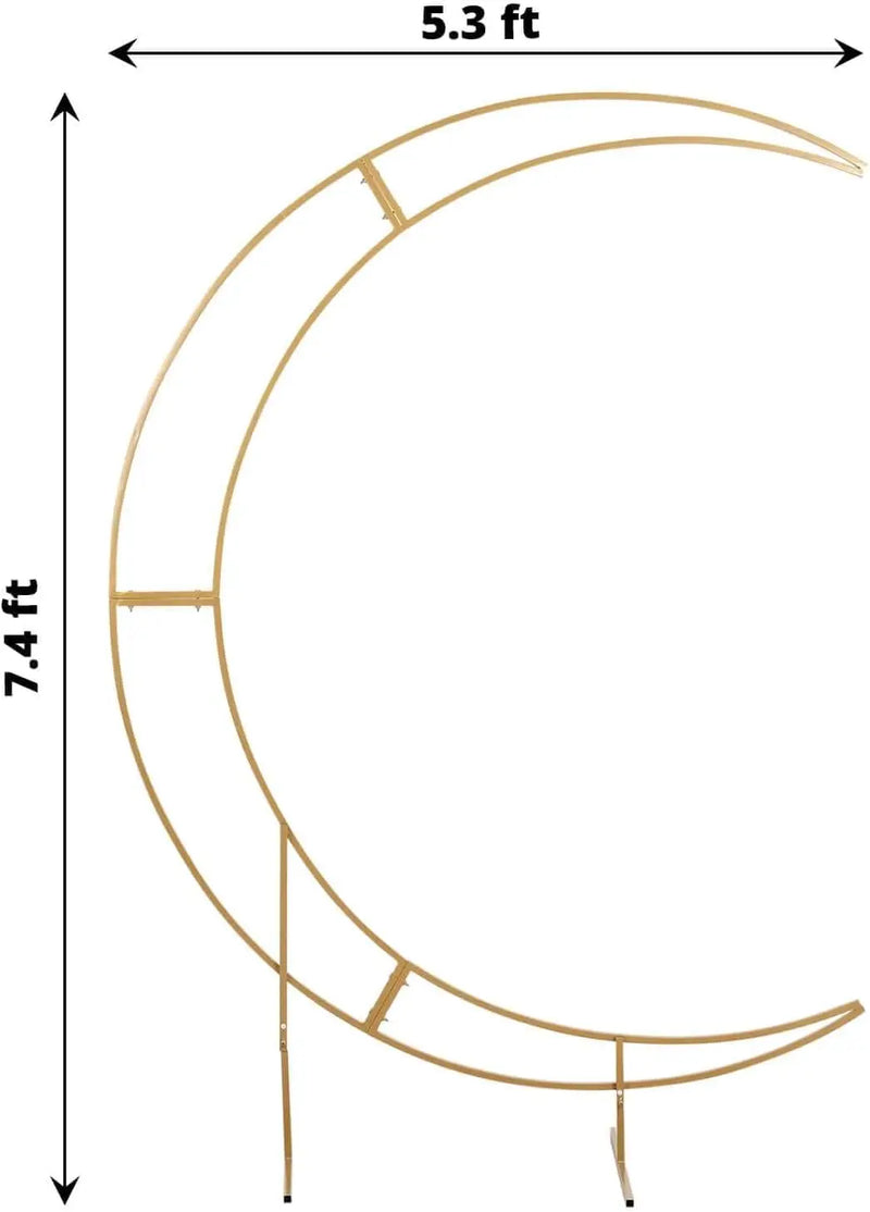 7.5ft Gold Metal Crescent Moon Wedding Arch Stand, Curved Flower Balloon Frame
