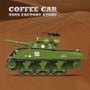 M4A3 Medium Tank Building Blocks T34/76 Armored Cars Bricks Model WW2 Classic Military Toys Adult Boys Kids Christmas Gifts DIY