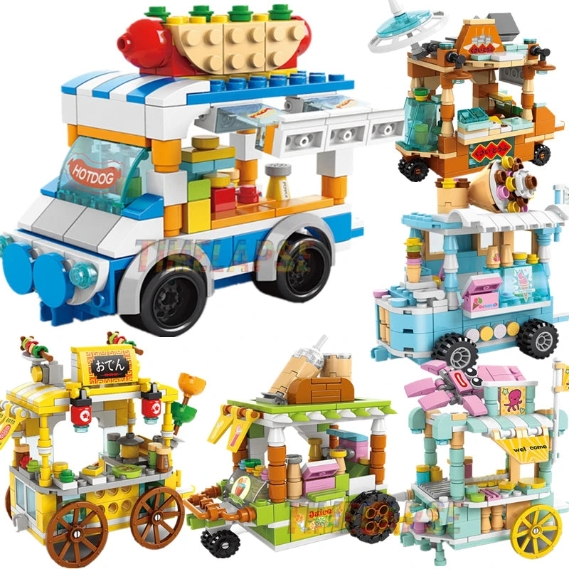 DIY Architecture Store Street View Food House Building Blocks Kit Girls Bricks Classic Movie Model Kids Toys For Children