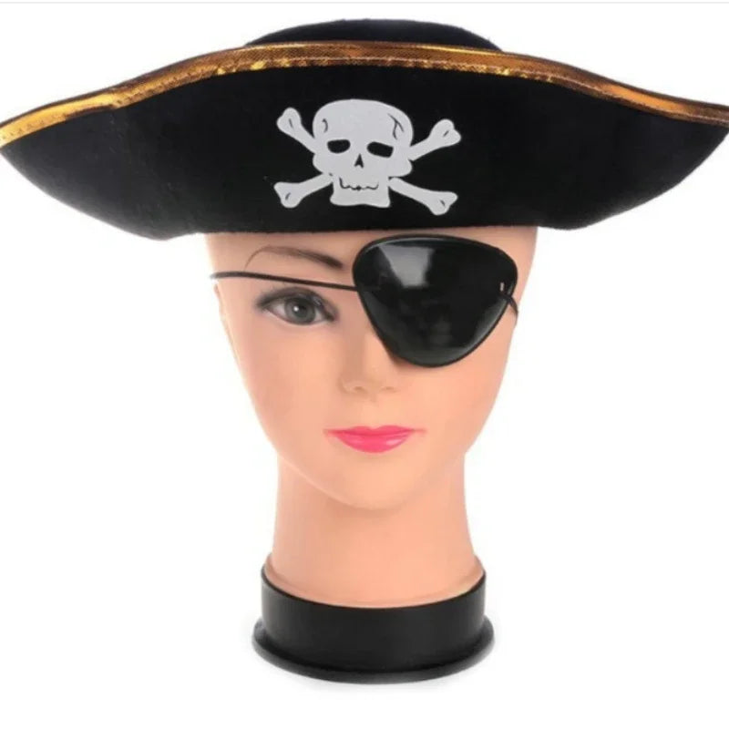 Print Skull Children / Adult Pirate Hat Cosplay Costume Cap Halloween Masquerade Party Performance Pirate Captain Hat Props