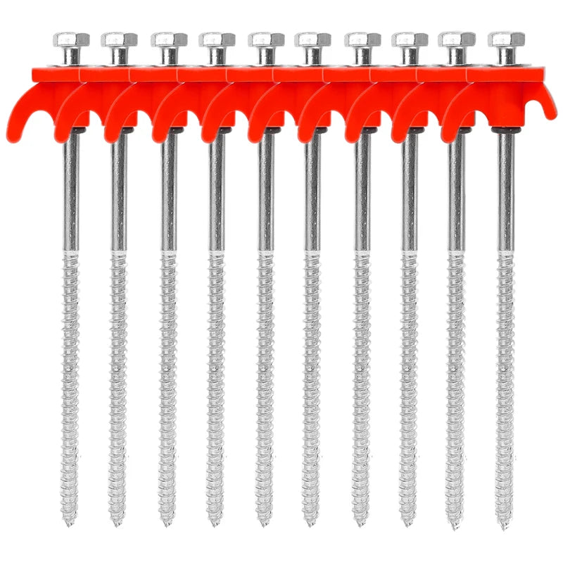 10/2pcs Metal Tent Spikes Camping Pegs Drill in Ground Anchors Heavy Duty Spiral Screw with Hex Socket Stakes Camping Stakes