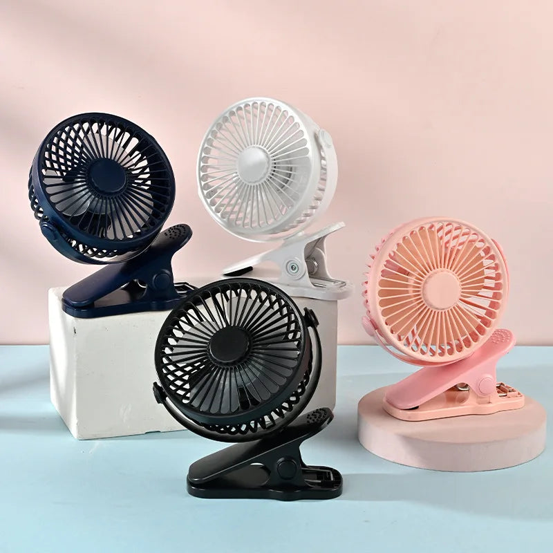 Portable USB Rechargeable Table Fan Mini Handheld Clip Electric Fan Rechargeable Adjustable Clip-on Fan For Student Dormitory