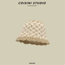 2024 New Korean-Japanese Hand Buckle Crochet Bucket Hat Spring and Autumn Winter Sun Hat Female Cherry Designer Bob Basin Hat