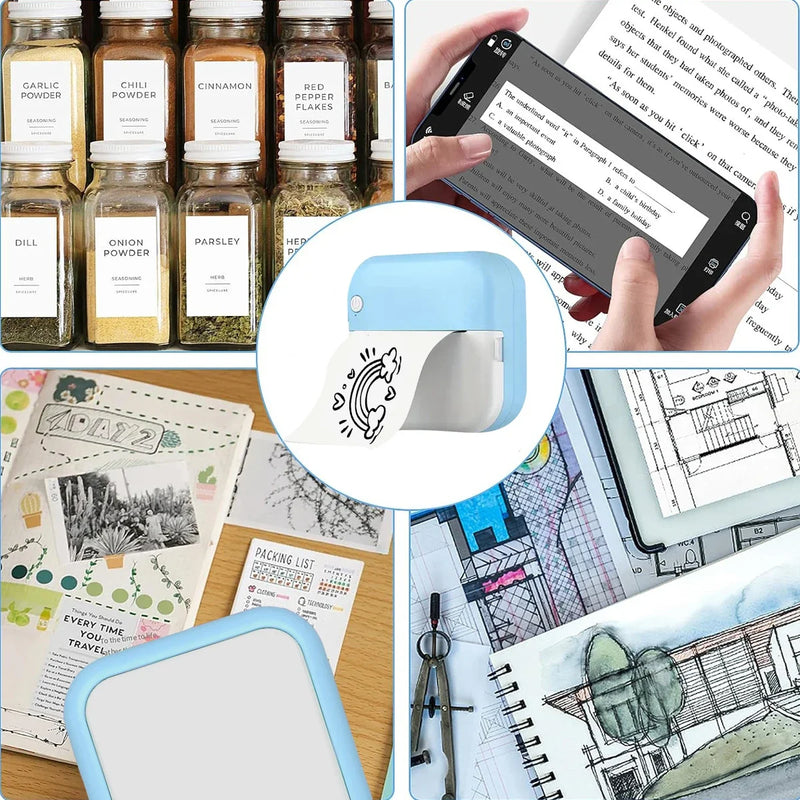 Mini Printer, Portable Thermal Photo Printer, Inkless Sticker Maker Machine for Notes, Photos, Stickers, Labels