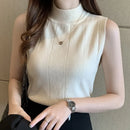 Blouse Women Blusas Mujer De Moda 2023 Verano Sleeveless Knitted Blouse Shirt Women Tops Turtleneck Blouse Women Blouses E405