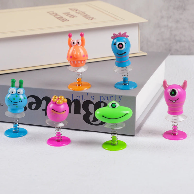 6Pcs Cute Monster Spring Jumping Dolls Toys for Kids Birthday Party Favors Baby Shower Pinata Fillers Gift Bag Carnival Prizes